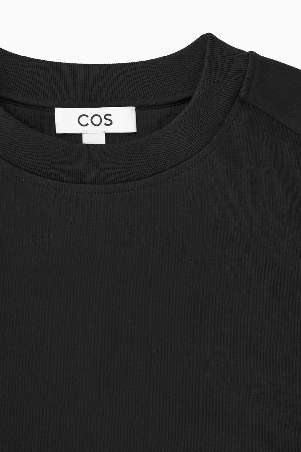 COS Power-shoulder Waisted T-shirt Black