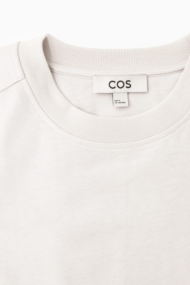 COS Power-shoulder Waisted T-shirt Stone