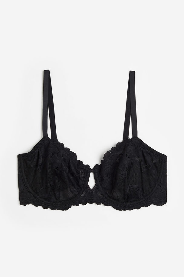 H&M Non-padded Underwired Lace Bra Black