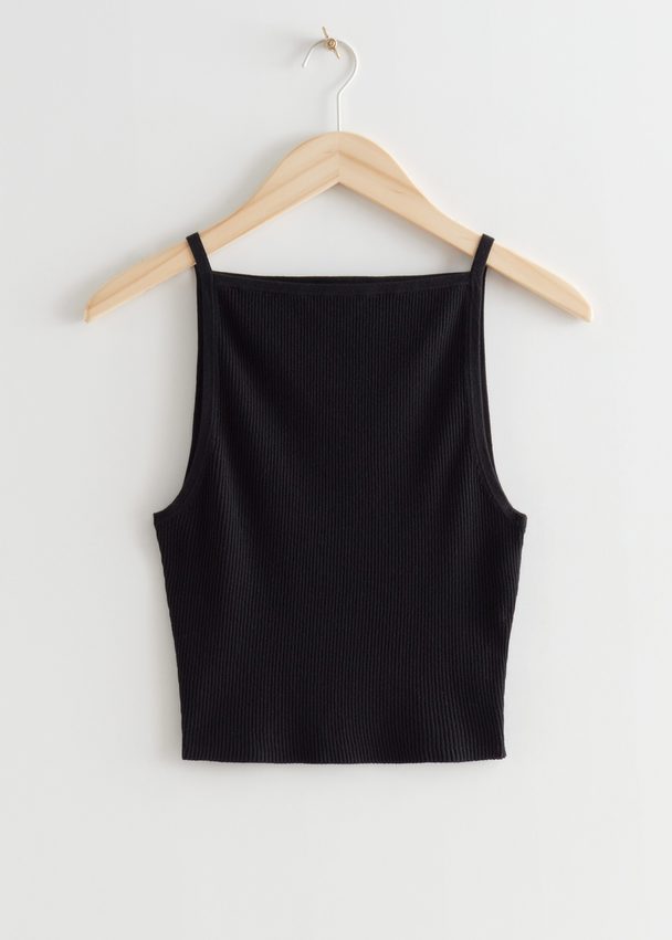 & Other Stories Ribbed Knit Tank Top Black