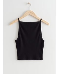 Ribbed Knit Tank Top Black