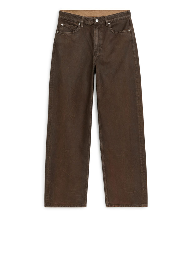 ARKET PETAL Low Loose Jeans Braun beschichtet