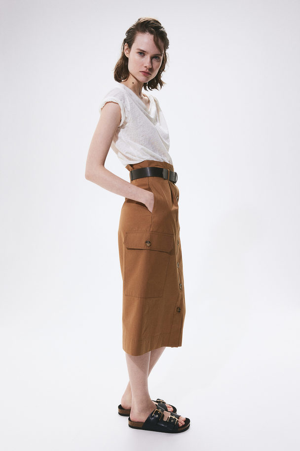 H&M Belted Utility Skirt Brown