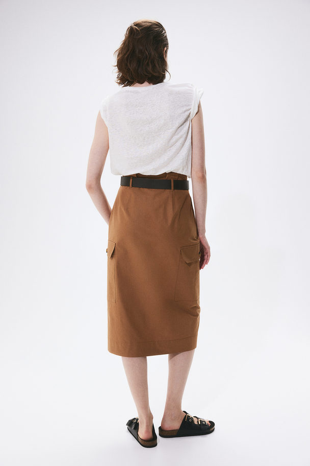 H&M Belted Utility Skirt Brown