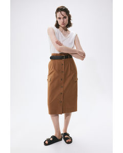 Belted Utility Skirt Brown