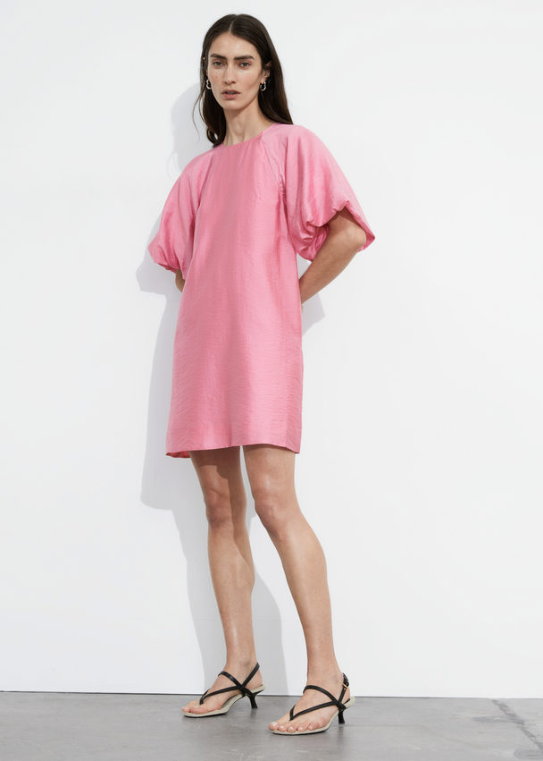 & Other Stories Balloon-sleeve Mini Dress Pink