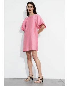 Mini-jurk Met Ballonmouwen Roze