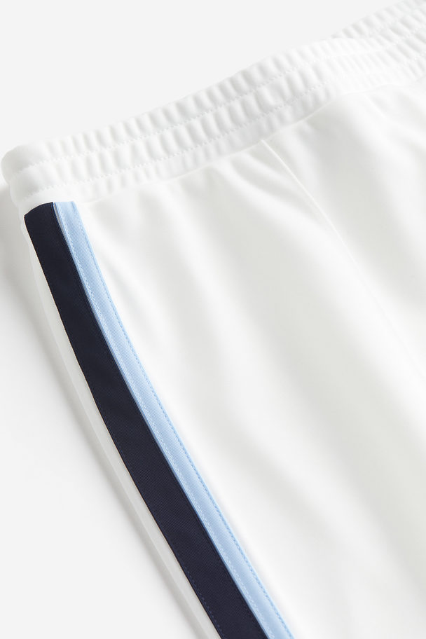 H&M Side-striped Track Pants White/navy Blue