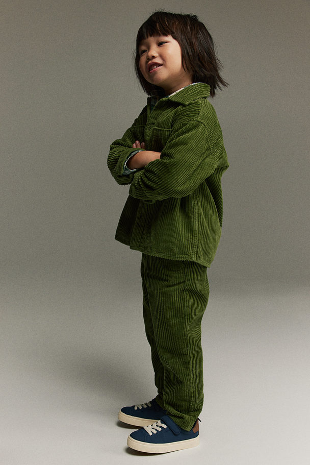 H&M Corduroy Trousers Dark Green