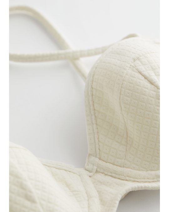 & Other Stories Textured Padded Bikini Top White