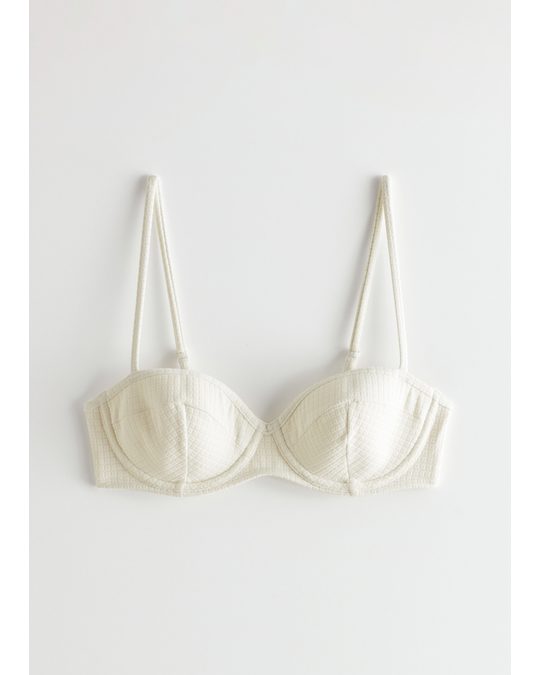 & Other Stories Textured Padded Bikini Top White
