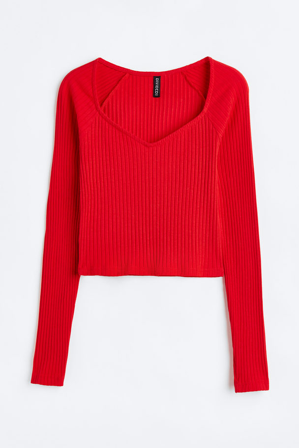 H&M Rib-knit Top Red