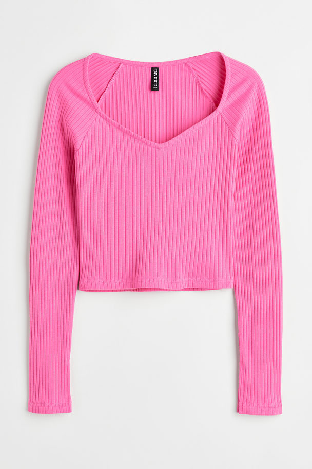 H&M Rib-knit Top Pink