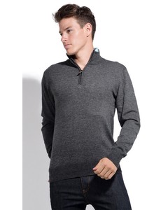 Half-zipped Collar Sweater With Bi-colored Collar Edge