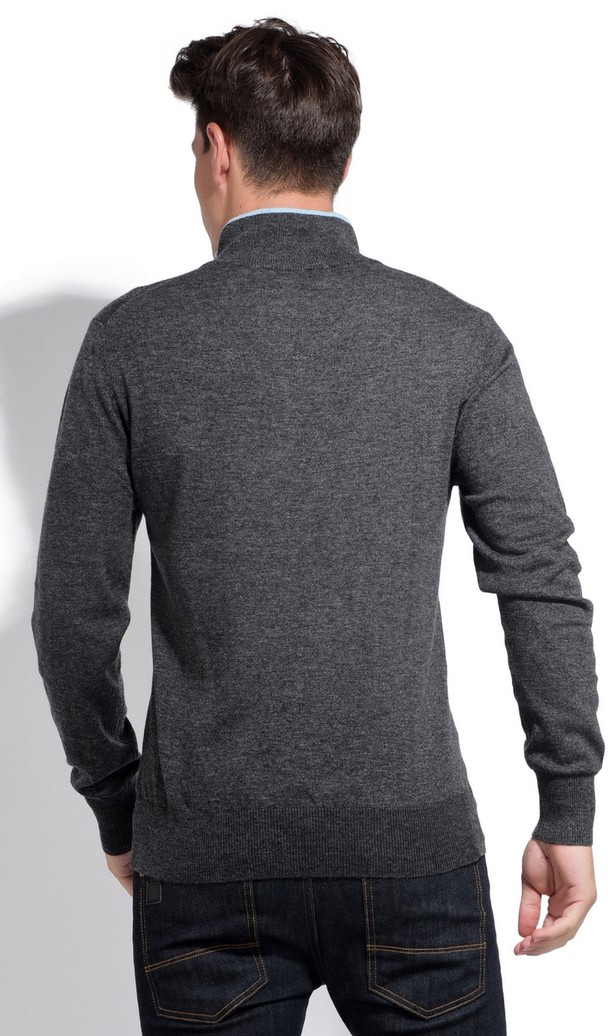 William de Faye Half-zipped Collar Sweater With Bi-colored Collar Edge