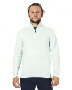 Half-zipped Collar Sweater With Bi-colored Collar Edge