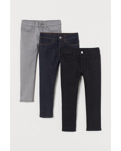Set Van 3 Skinny Fit Jeans Zwart/d. Denimblauw/l.grijs