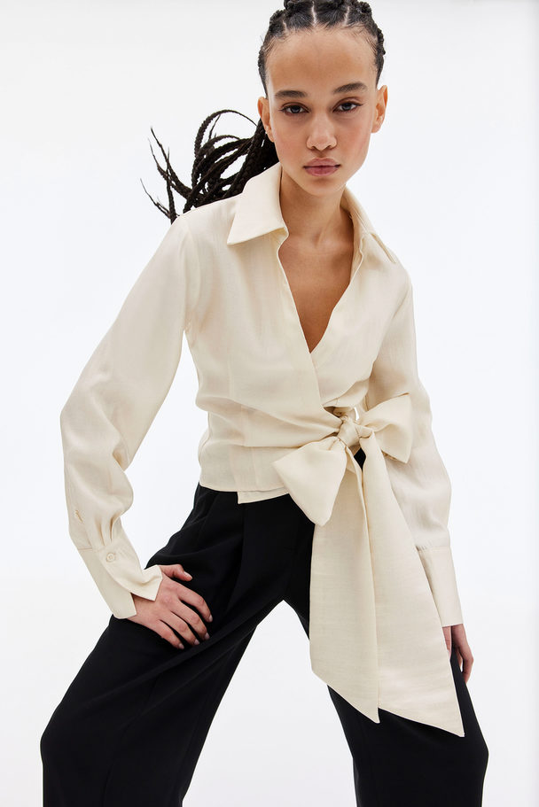 GHOSPELL Maisie Wrap Top Ivory