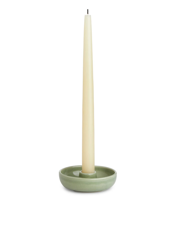 ARKET Kerzenhalter aus Steingut, 10,5 cm Grün