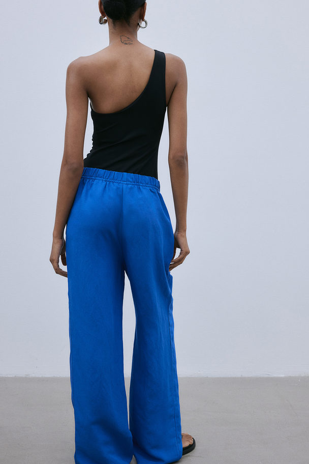 H&M Linen-blend Pull-on Trousers Blue