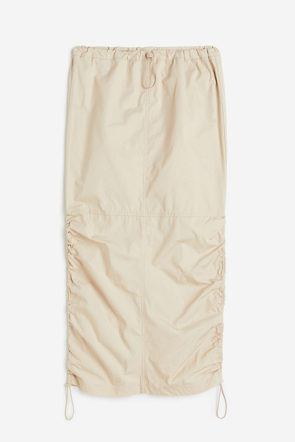 H&M Parachute Cotton Skirt Light Beige