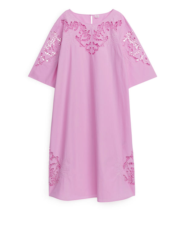 ARKET Embroidered Maxi Dress Pink