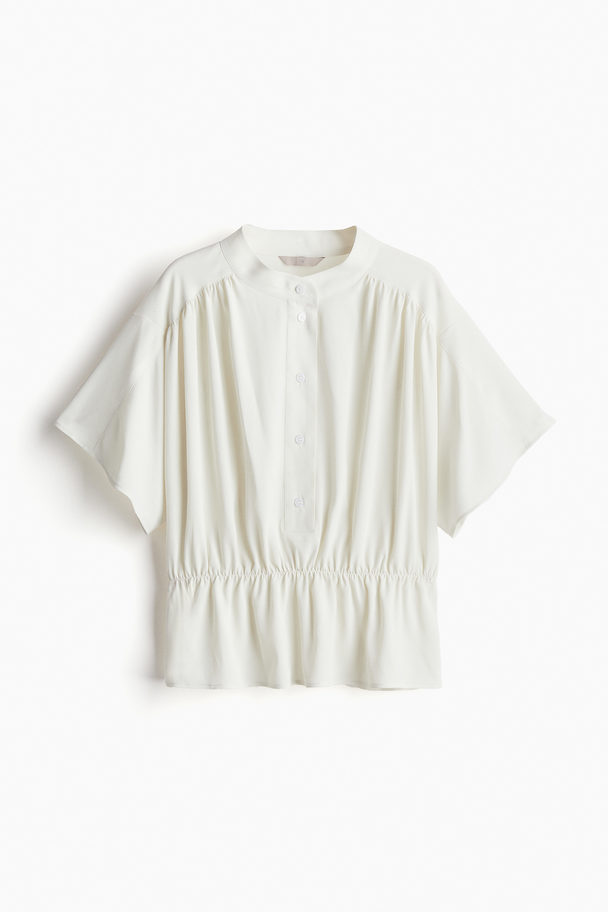 H&M Blouse Met Korte Mouwen Roomwit