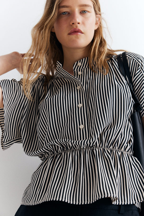 H&M Crêpe Blouse Cream/black Striped