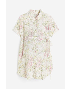 Mama Tie-belt Blouse White/floral