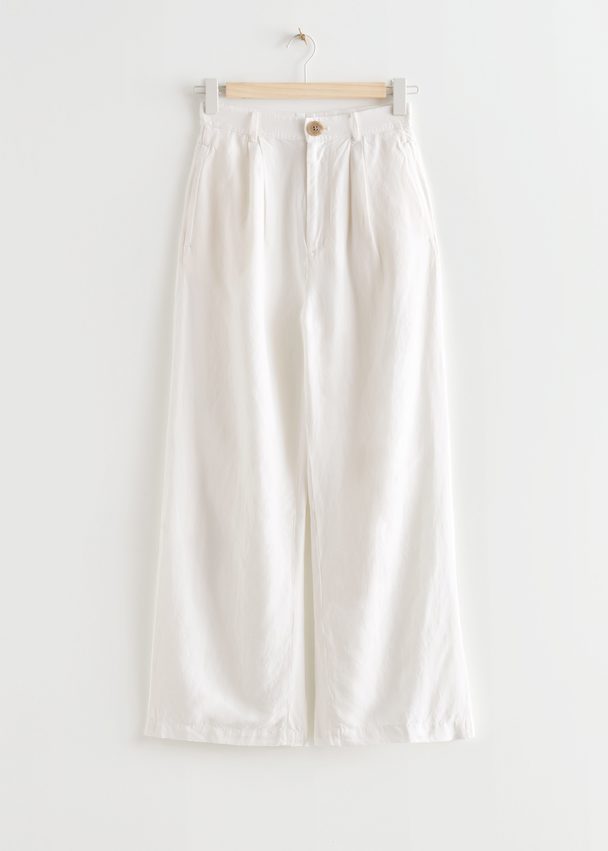 & Other Stories High-waist Linen Trousers White