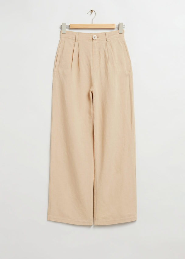 & Other Stories High-waist Trousers Light Beige