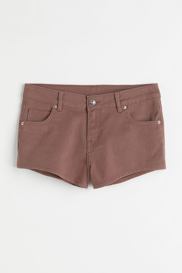 H&M Low-waisted Twill Shorts Brown