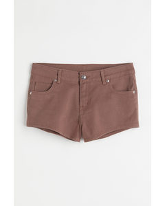 Low-waisted Twill Shorts Brown