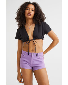 Low-waisted Twill Shorts Purple