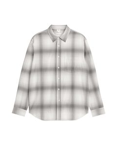 Relaxed Flannel Shirt Grey/off White