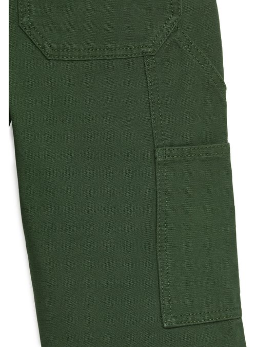 Arket Twill Pull-on Trousers Dark Green