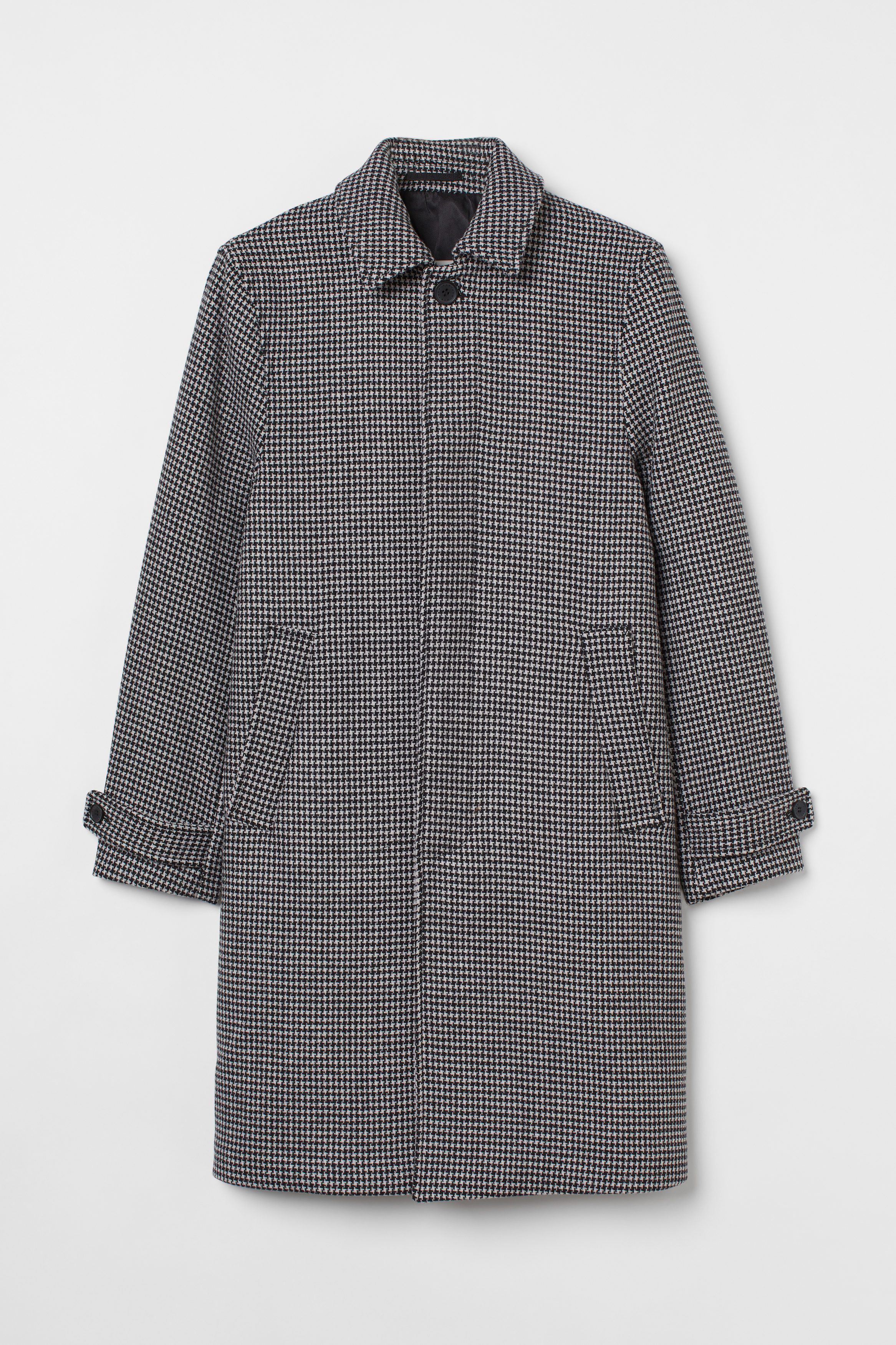 Billede af H&M Carcoat I Uldblanding Sort/pepitaternet, Frakker. Farve: Black/dogtooth-patterned størrelse 50