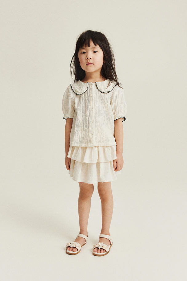 H&M Tiered Skirt Natural White