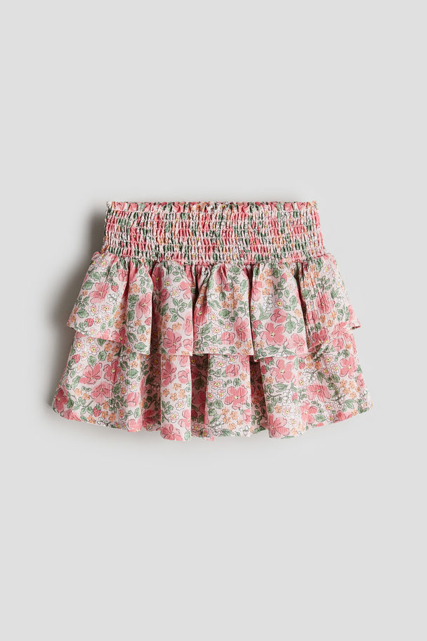 H&M Tiered Skirt Light Pink/floral
