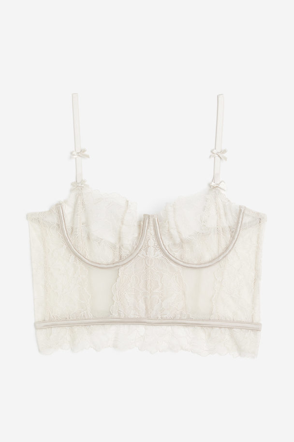 H&M Non-padded Lace Bustier Light Beige