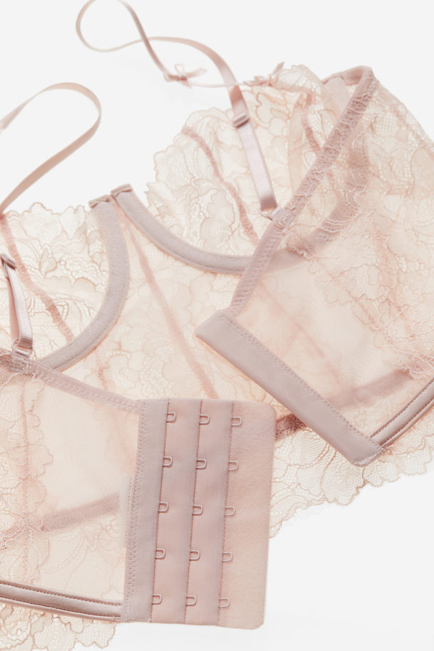 H&M Non-padded Lace Bustier Light Pink