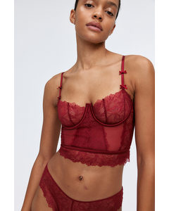 Non-padded Lace Bustier Dark Red