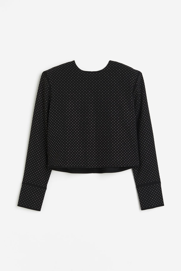 H&M Blouse Met Stras Zwart/stras