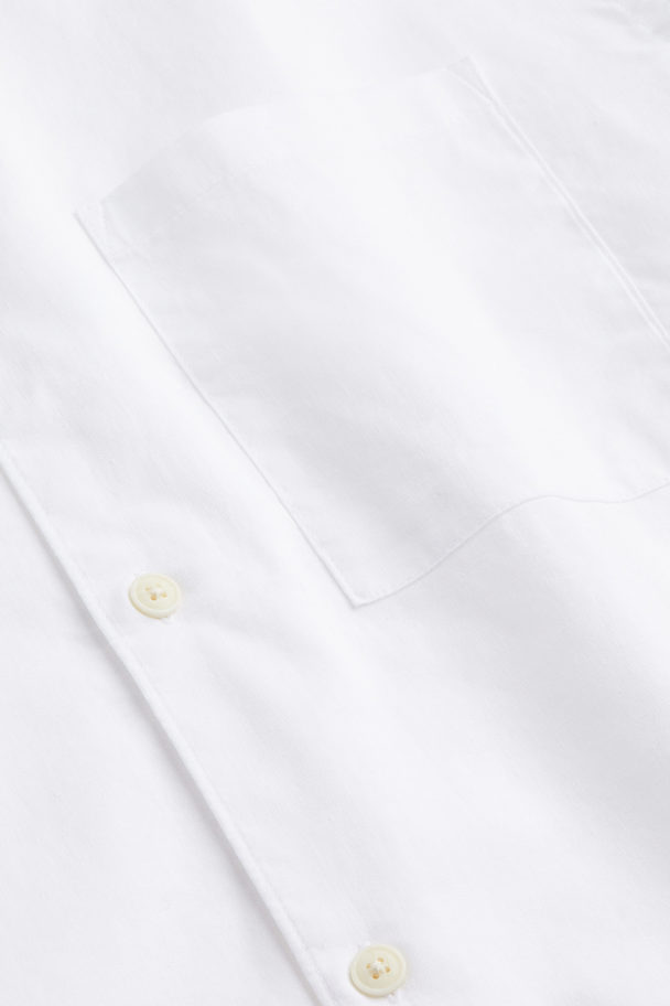 H&M Kurzarmhemd aus Leinenmix Relaxed Fit Weiß