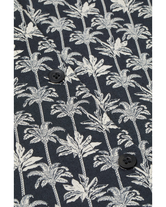 H&M Resort Shirt Black/palm Trees