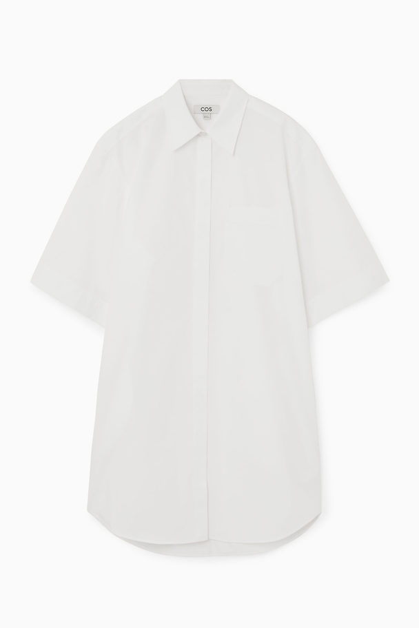 COS Oversized Poplin Mini Shirt Dress White
