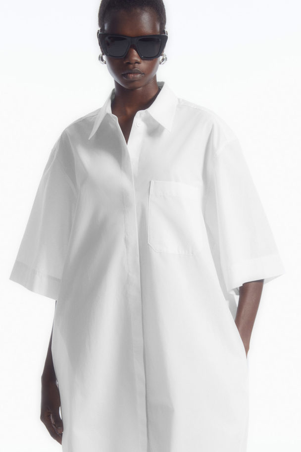 COS Oversized Poplin Mini Shirt Dress White
