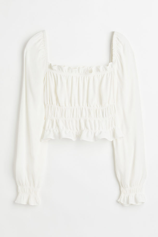 H&M Frill-trimmed Blouse White