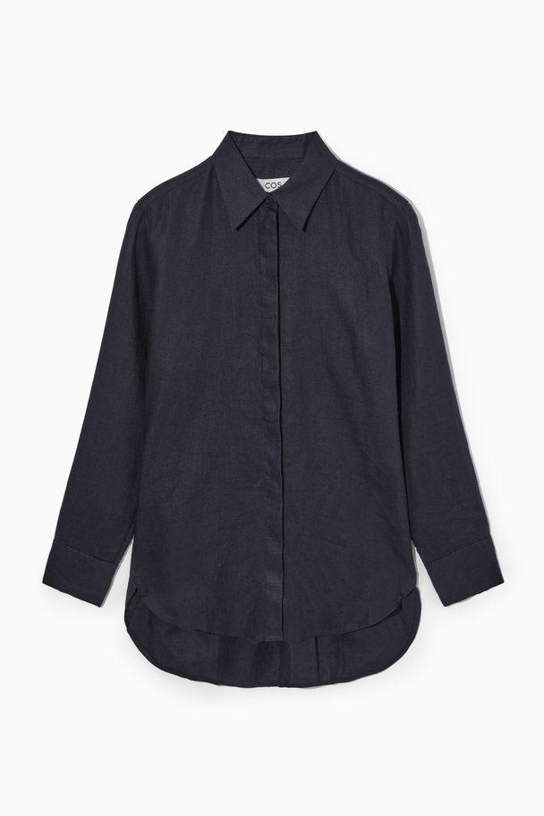 COS Regular-fit Linen Shirt Navy