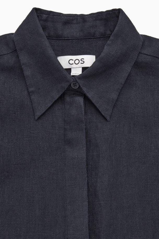 COS Regular-fit Linen Shirt Navy
